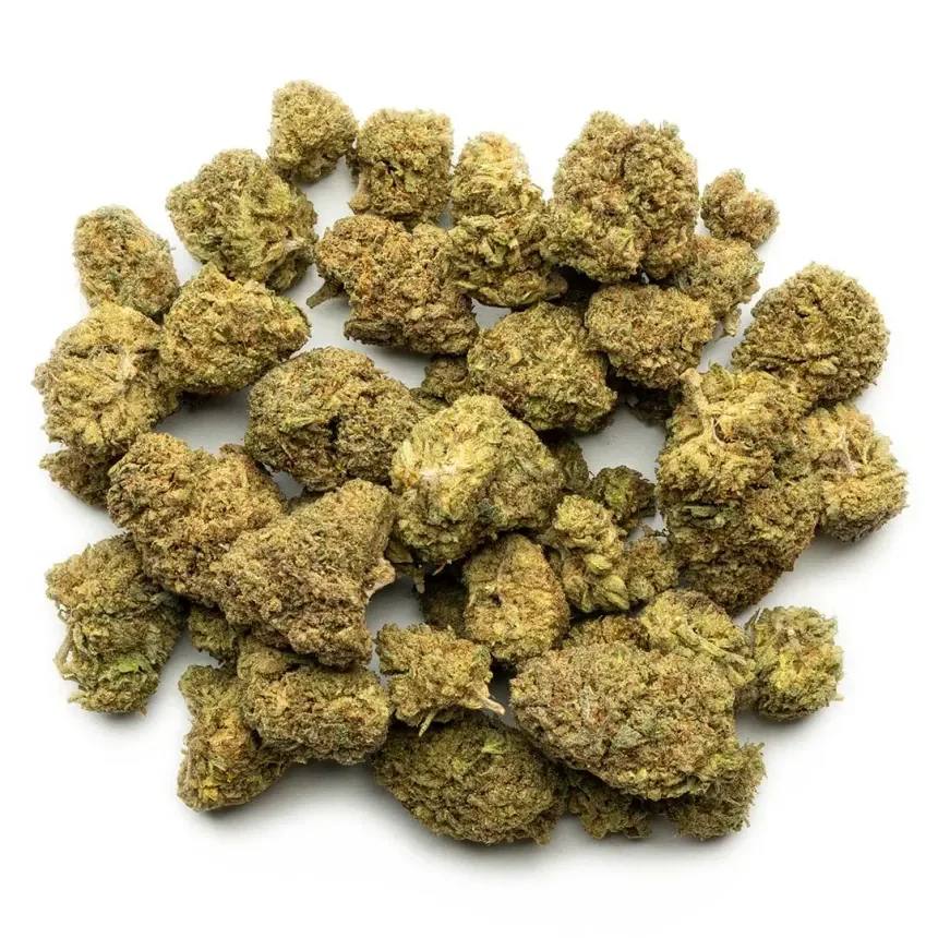 Lemon Octane hemp flower nugs with golden green coloring