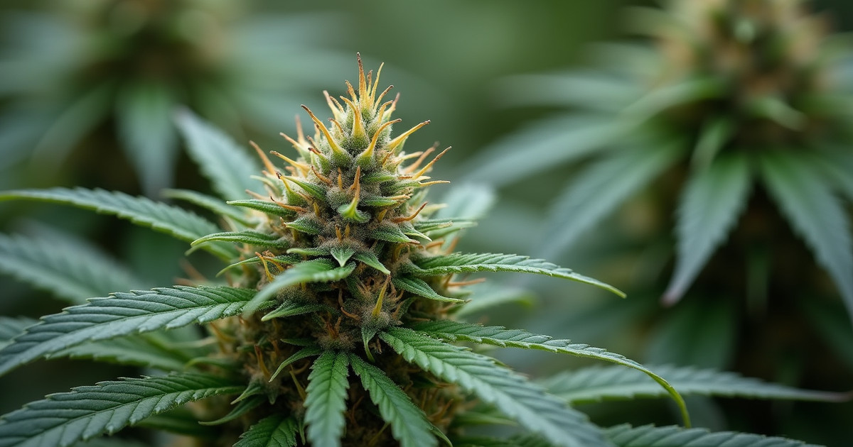 Rows of hemp plants in a production field